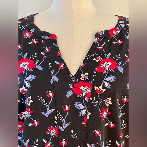 NWOT Talbots Black Floral Blouse Red White & Blue | Size 1X - Picture 2 of 7